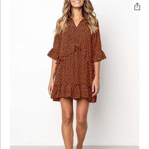 Flowy Brown Summer Mini Dress